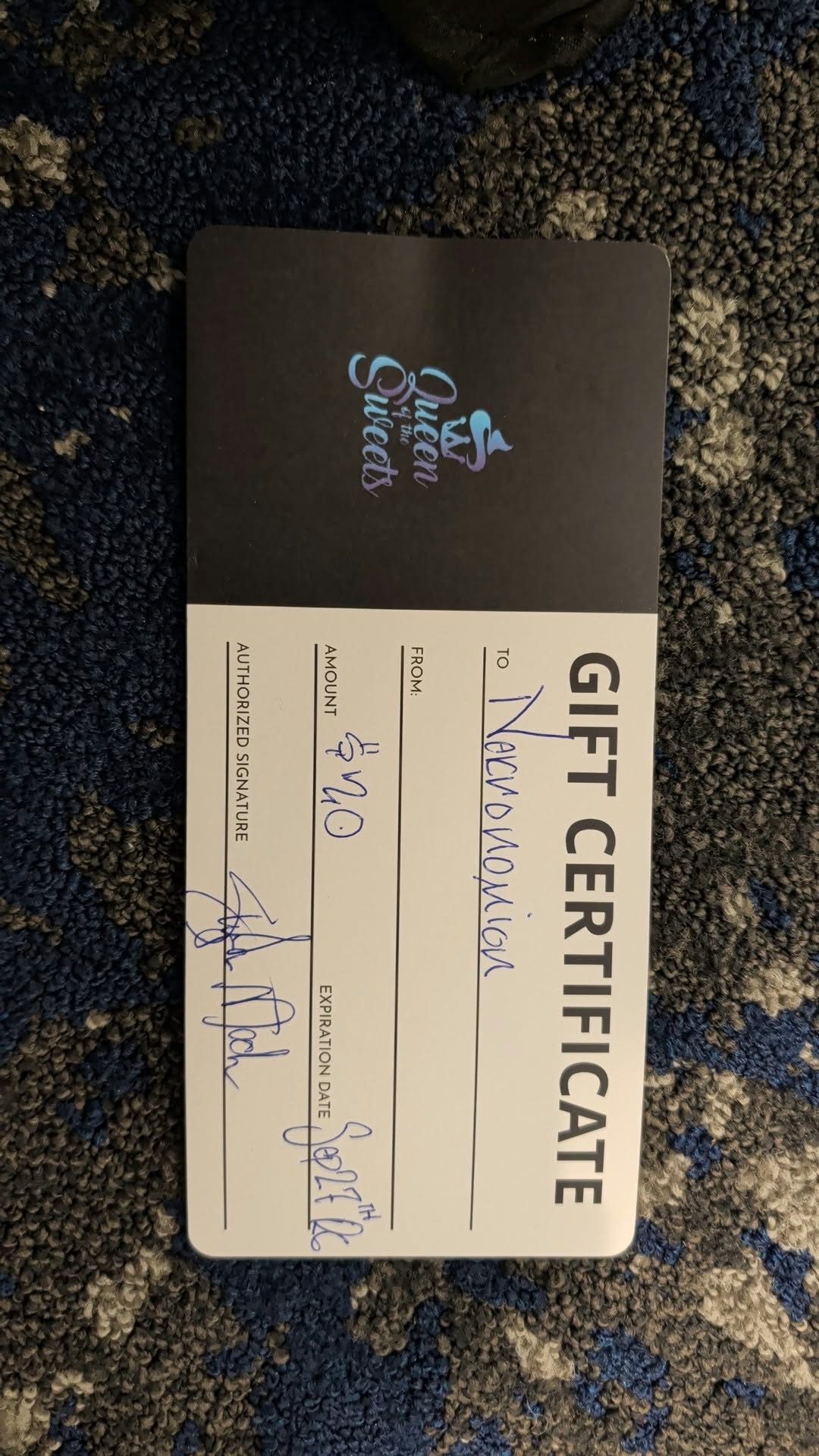 Queen of the Sweets Gift Certificate